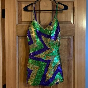 Mardi Gras custom sequin dress